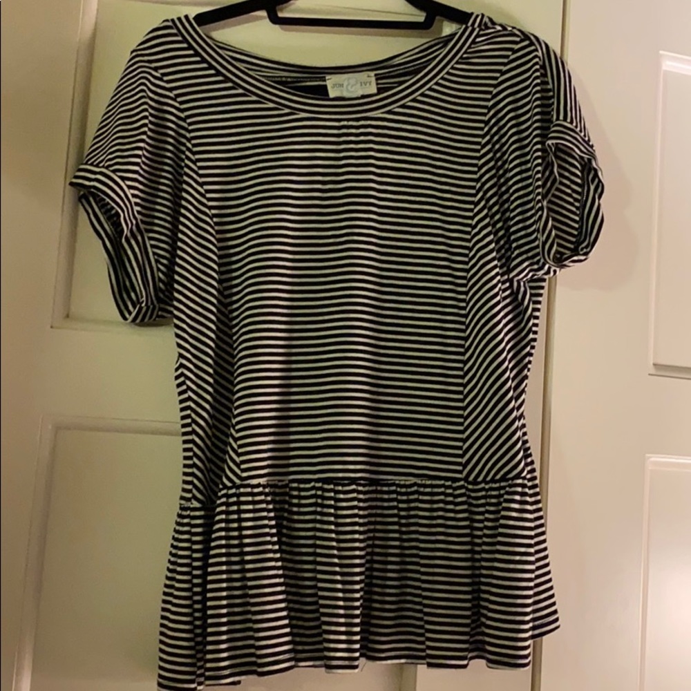 Francesca’s Striped Peplum Top
